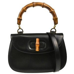 Gucci Black Bamboo 2way Handbag 000-01-0633 186104
